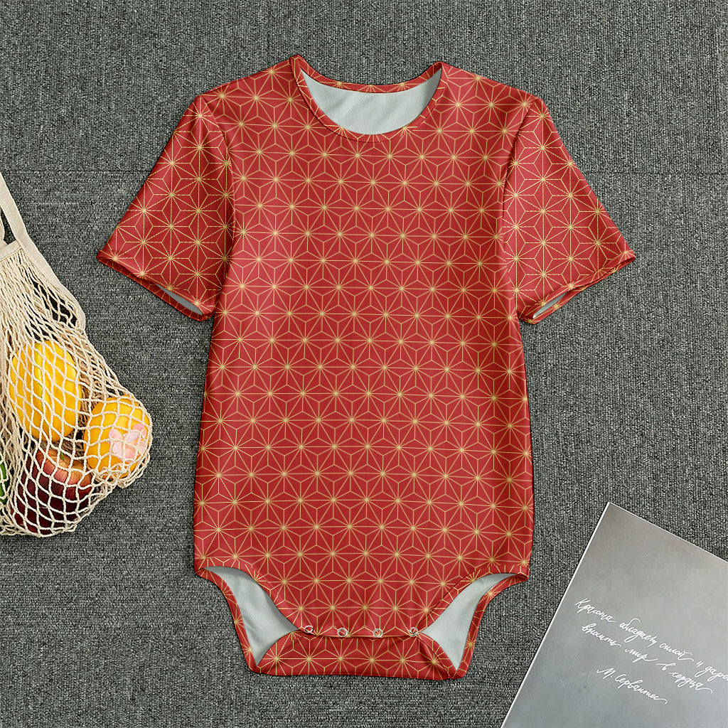 Geometric Japanese Floral Pattern Print Men's Bodysuit