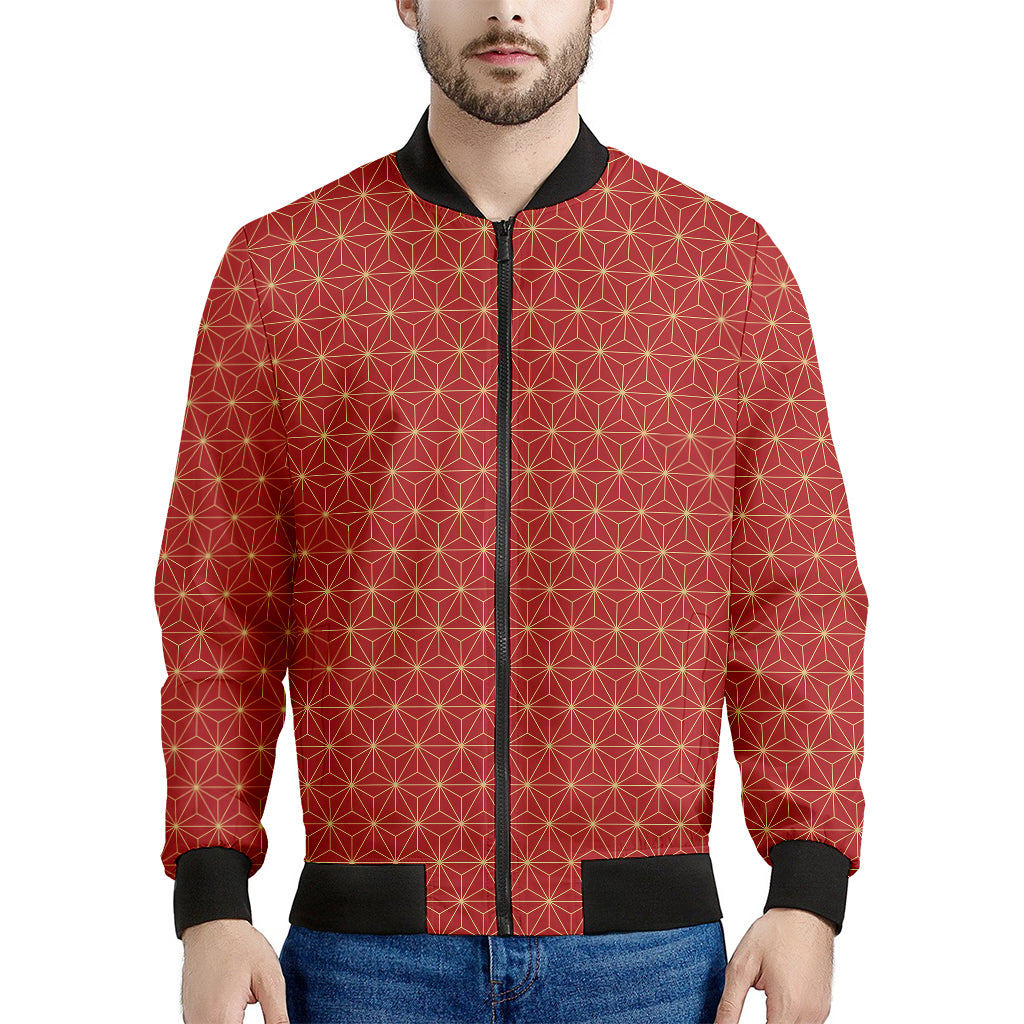 Geometric Japanese Floral Pattern Print Men's Bomber Jacket
