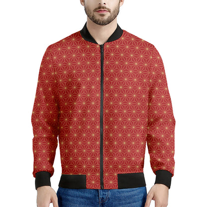 Geometric Japanese Floral Pattern Print Men's Bomber Jacket