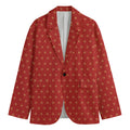 Geometric Japanese Floral Pattern Print Men's Cotton Blazer
