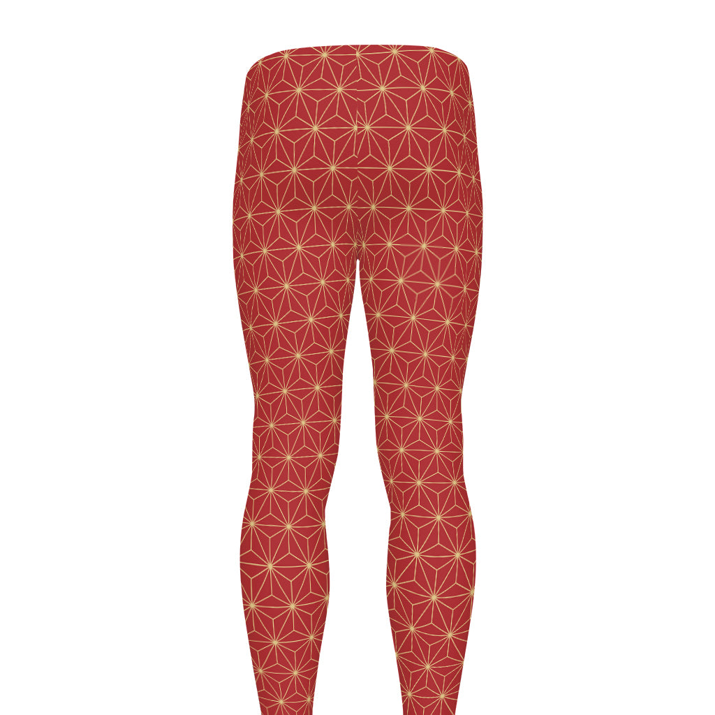 Geometric Japanese Floral Pattern Print Men's leggings