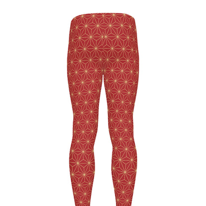 Geometric Japanese Floral Pattern Print Men's leggings