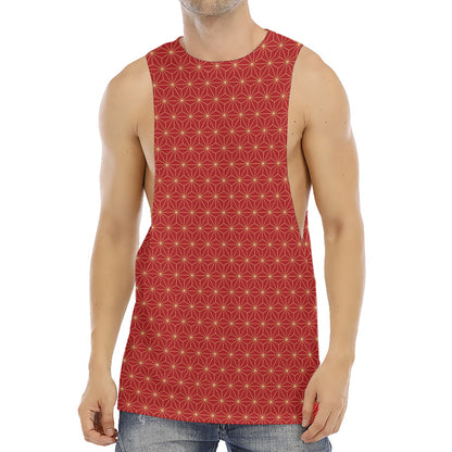 Geometric Japanese Floral Pattern Print Men's Muscle Tank Top