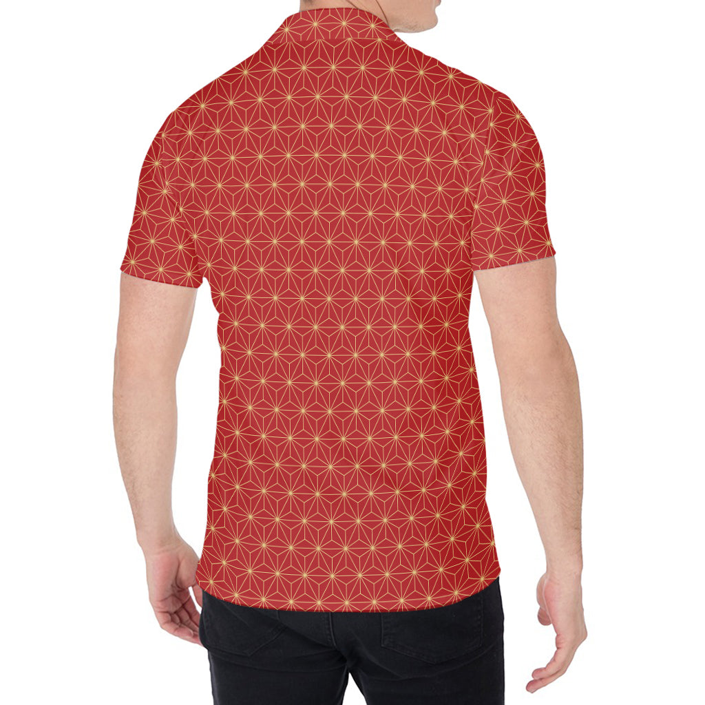 Geometric Japanese Floral Pattern Print Men's Shirt