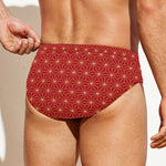 Geometric Japanese Floral Pattern Print Men's Swim Briefs