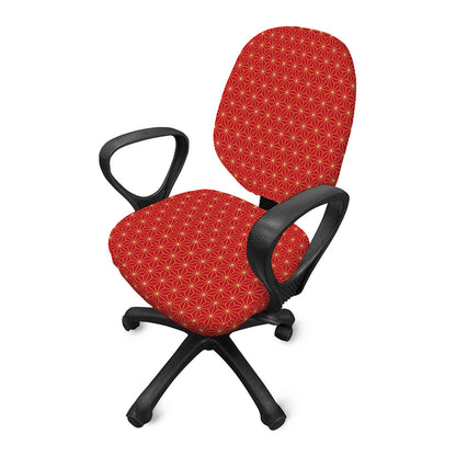 Geometric Japanese Floral Pattern Print Office Chair Cover