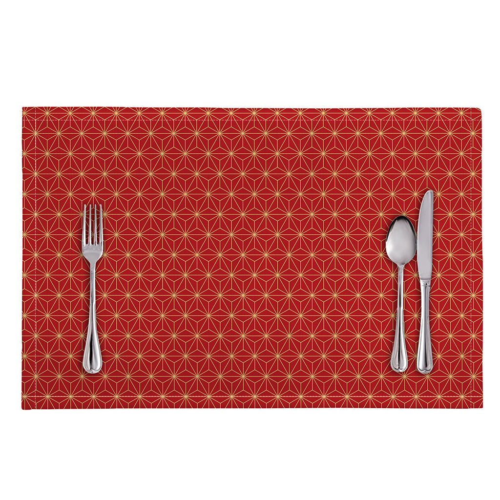 Geometric Japanese Floral Pattern Print Placemat