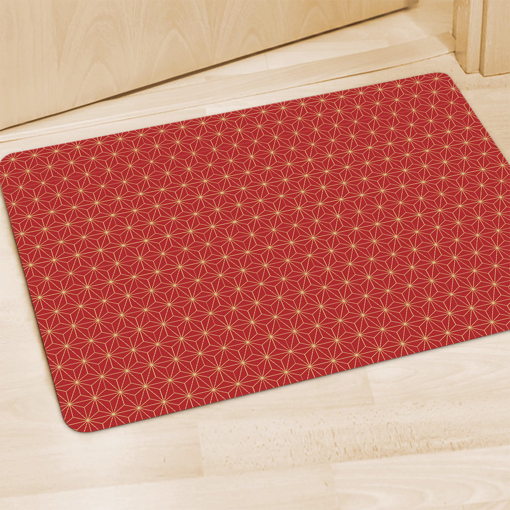Geometric Japanese Floral Pattern Print Polyester Doormat