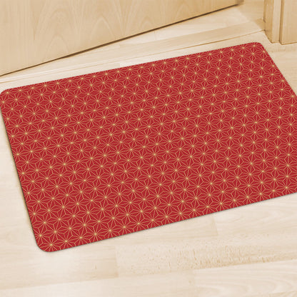 Geometric Japanese Floral Pattern Print Polyester Doormat