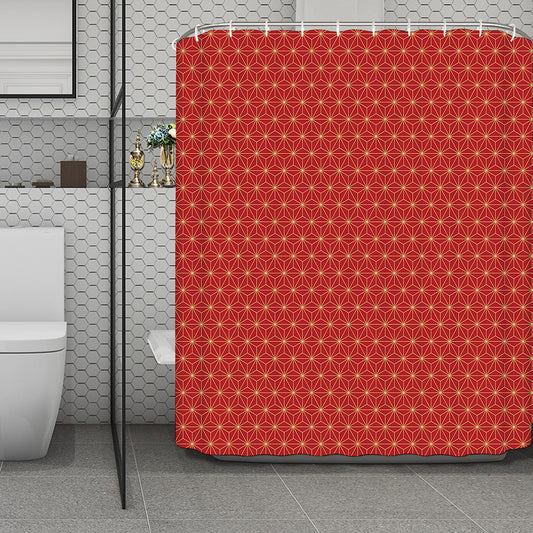 Geometric Japanese Floral Pattern Print Polyester Shower Curtain