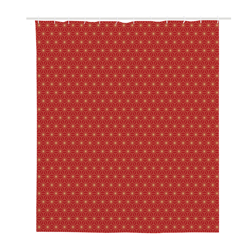 Geometric Japanese Floral Pattern Print Polyester Shower Curtain