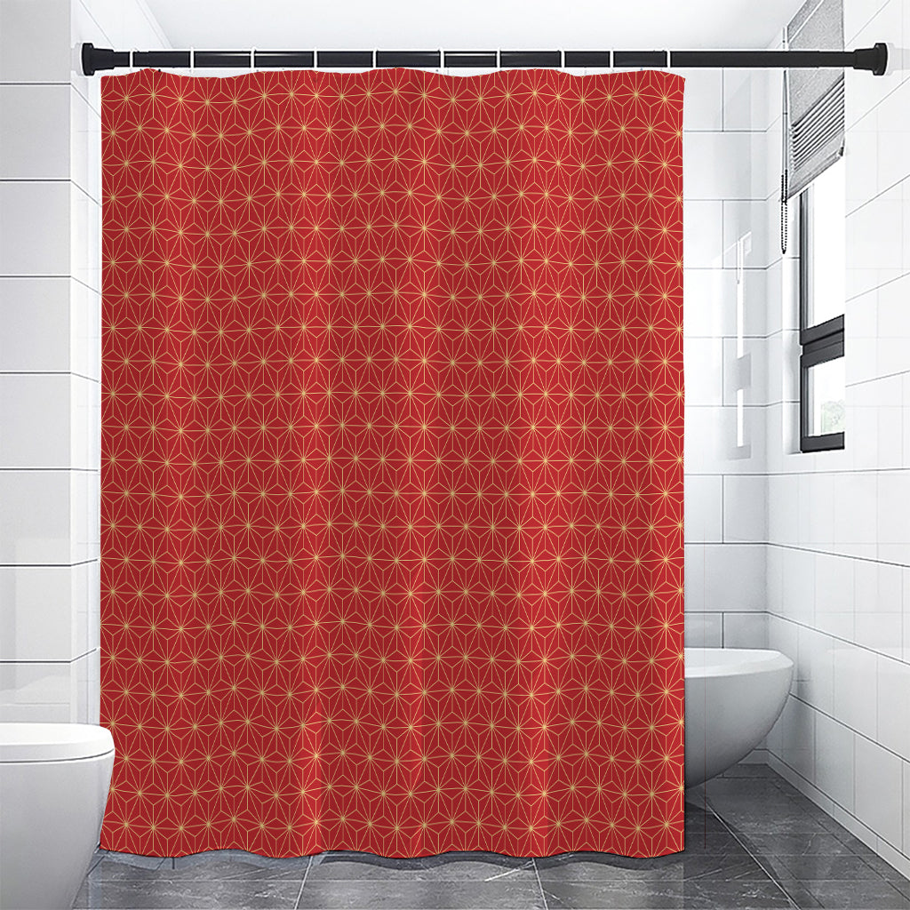 Geometric Japanese Floral Pattern Print Premium Shower Curtain
