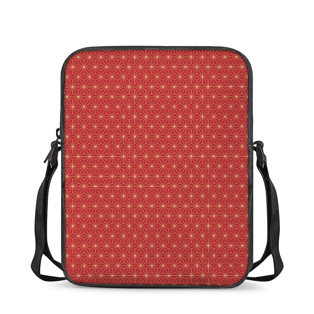Geometric Japanese Floral Pattern Print Rectangular Crossbody Bag