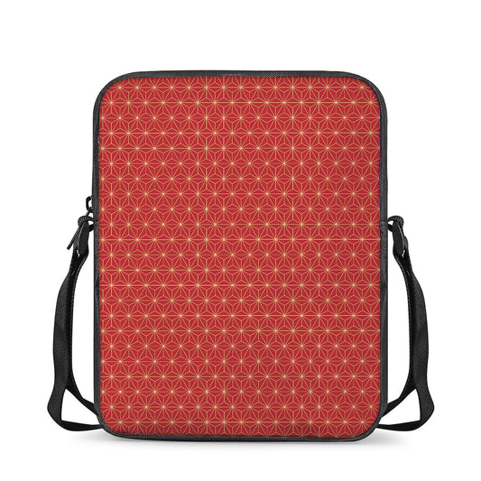 Geometric Japanese Floral Pattern Print Rectangular Crossbody Bag