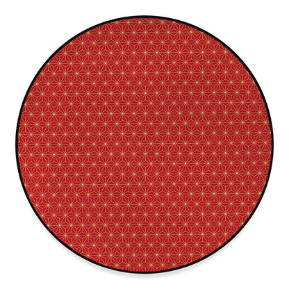 Geometric Japanese Floral Pattern Print Round Floor Mat