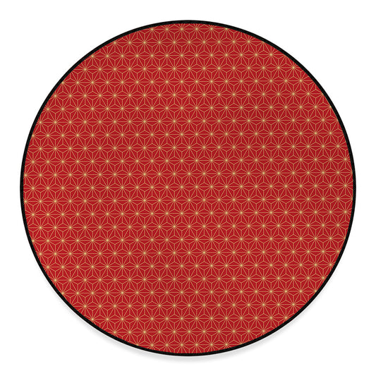 Geometric Japanese Floral Pattern Print Round Floor Mat