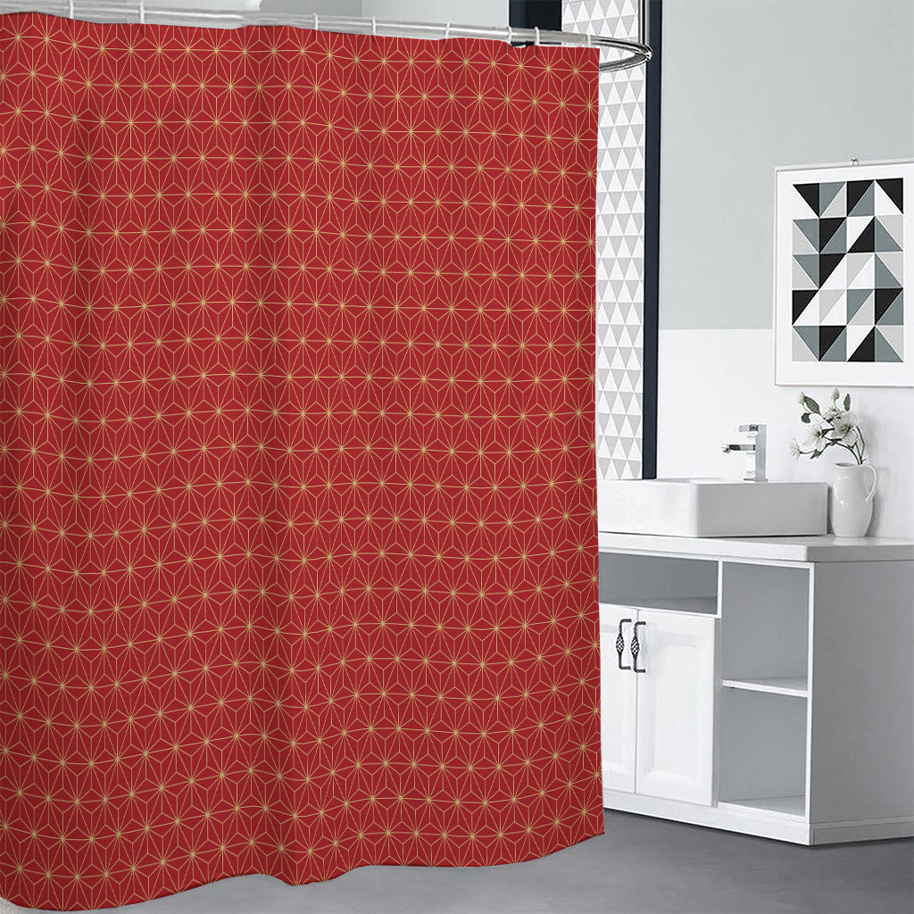 Geometric Japanese Floral Pattern Print Shower Curtain