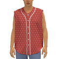 Geometric Japanese Floral Pattern Print Sleeveless Baseball Jersey