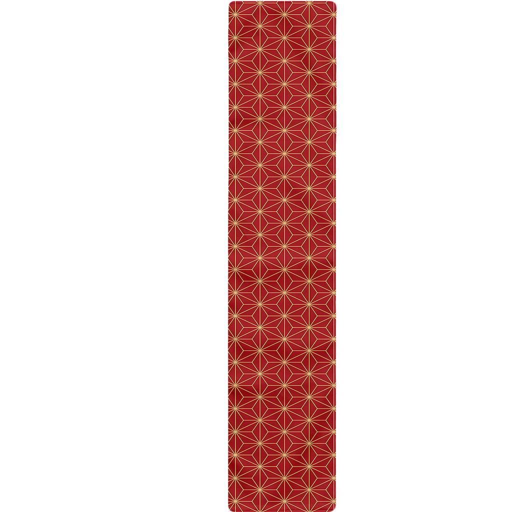 Geometric Japanese Floral Pattern Print Table Runner