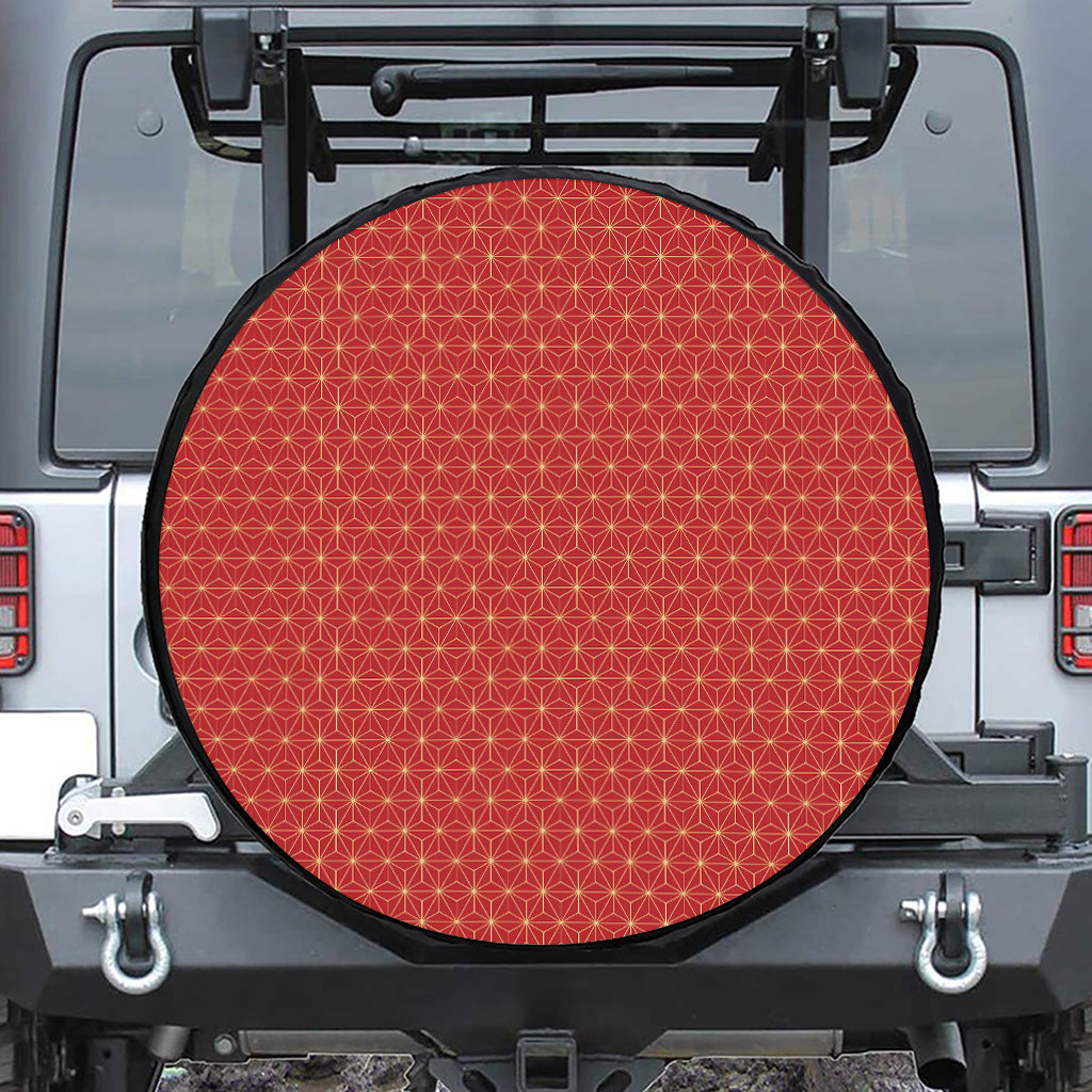 Geometric Japanese Floral Pattern Print Tire Cover