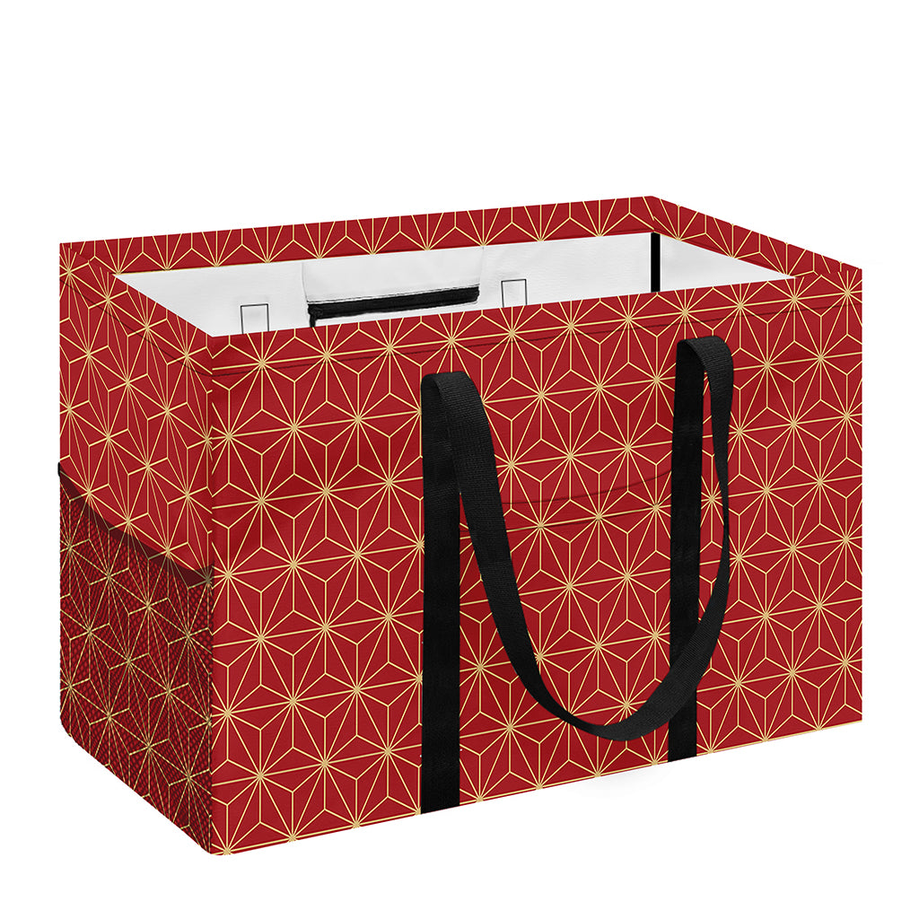 Geometric Japanese Floral Pattern Print Utility Tote Bag
