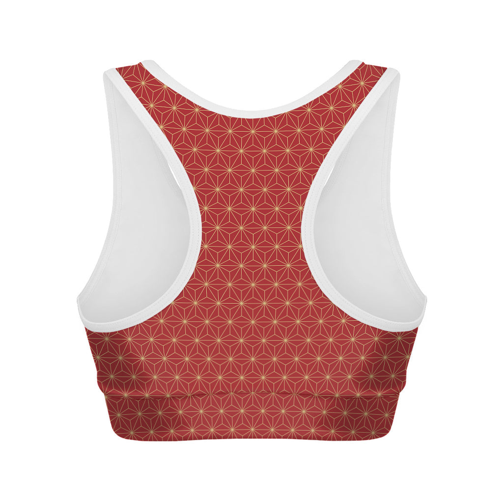 Geometric Japanese Floral Pattern Print Women's Sports Bra