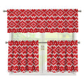 Geometric Knitted Pattern Print 3 Piece Kitchen Curtains
