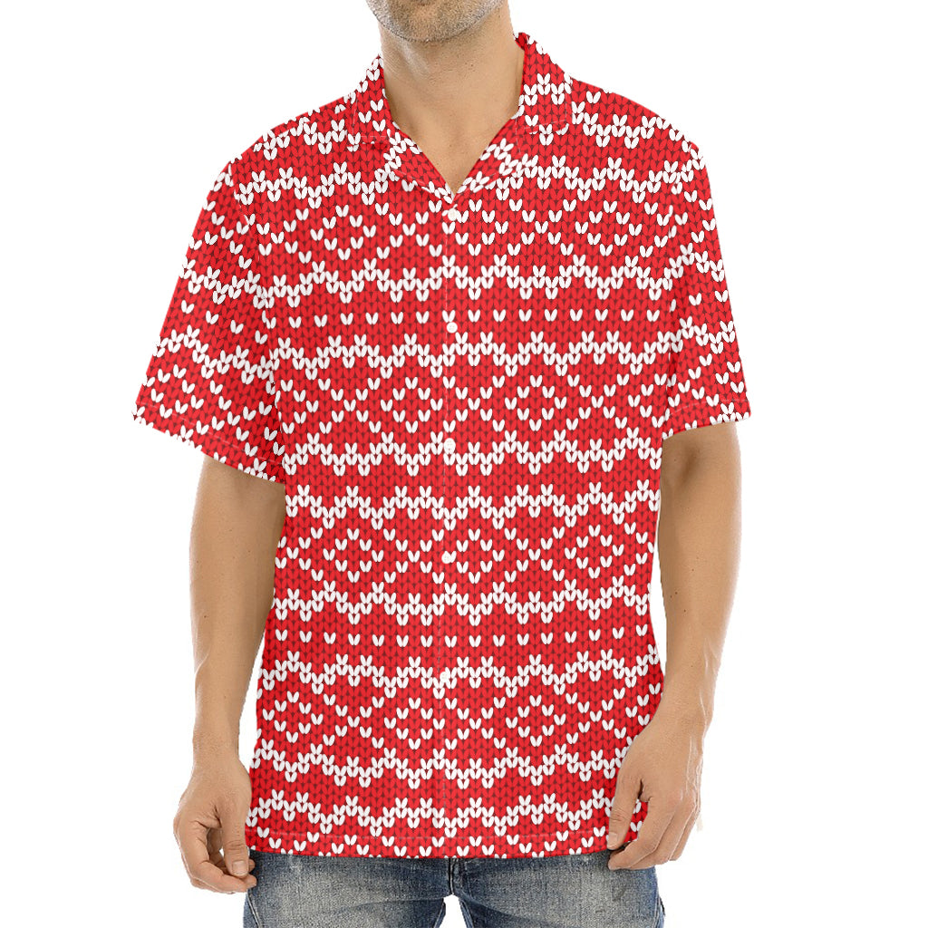 Geometric Knitted Pattern Print Aloha Shirt