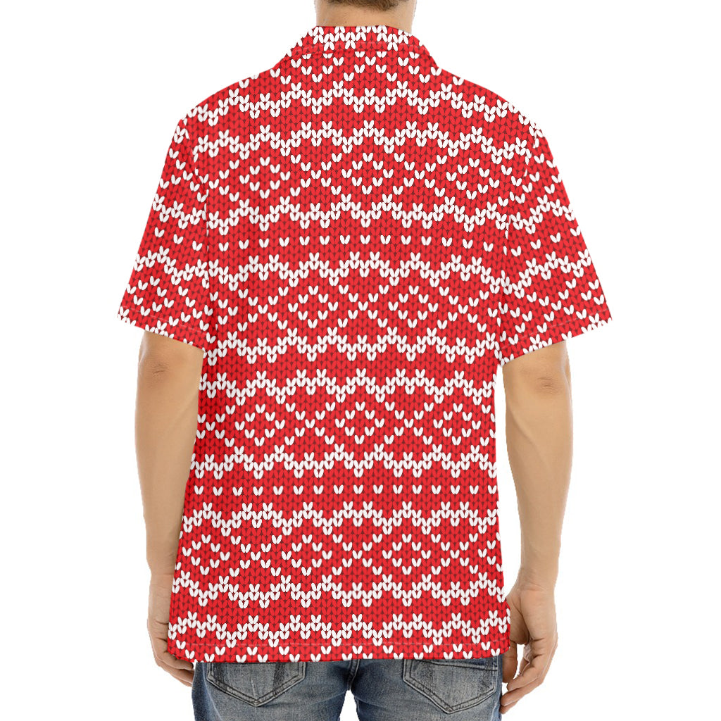 Geometric Knitted Pattern Print Aloha Shirt