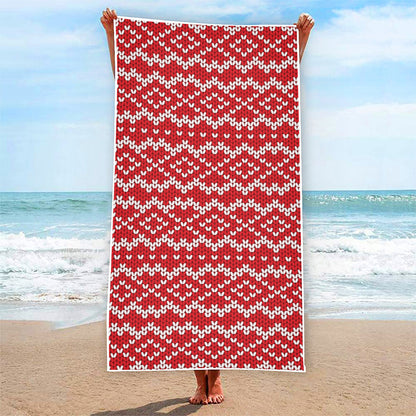 Geometric Knitted Pattern Print Beach Towel
