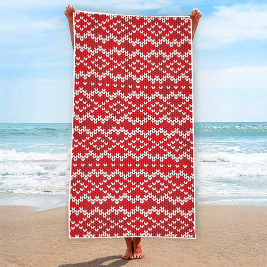 Geometric Knitted Pattern Print Beach Towel