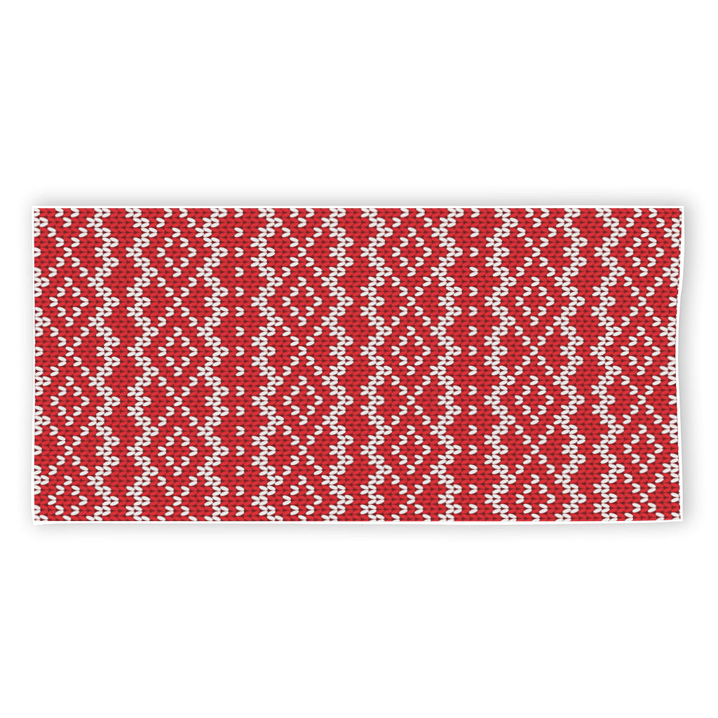Geometric Knitted Pattern Print Beach Towel