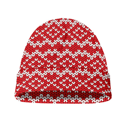 Geometric Knitted Pattern Print Beanie