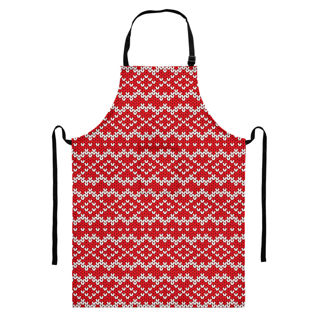 Geometric Knitted Pattern Print Bib Apron With Pocket