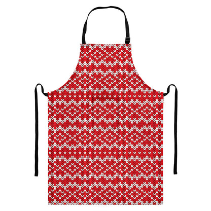 Geometric Knitted Pattern Print Bib Apron With Pocket