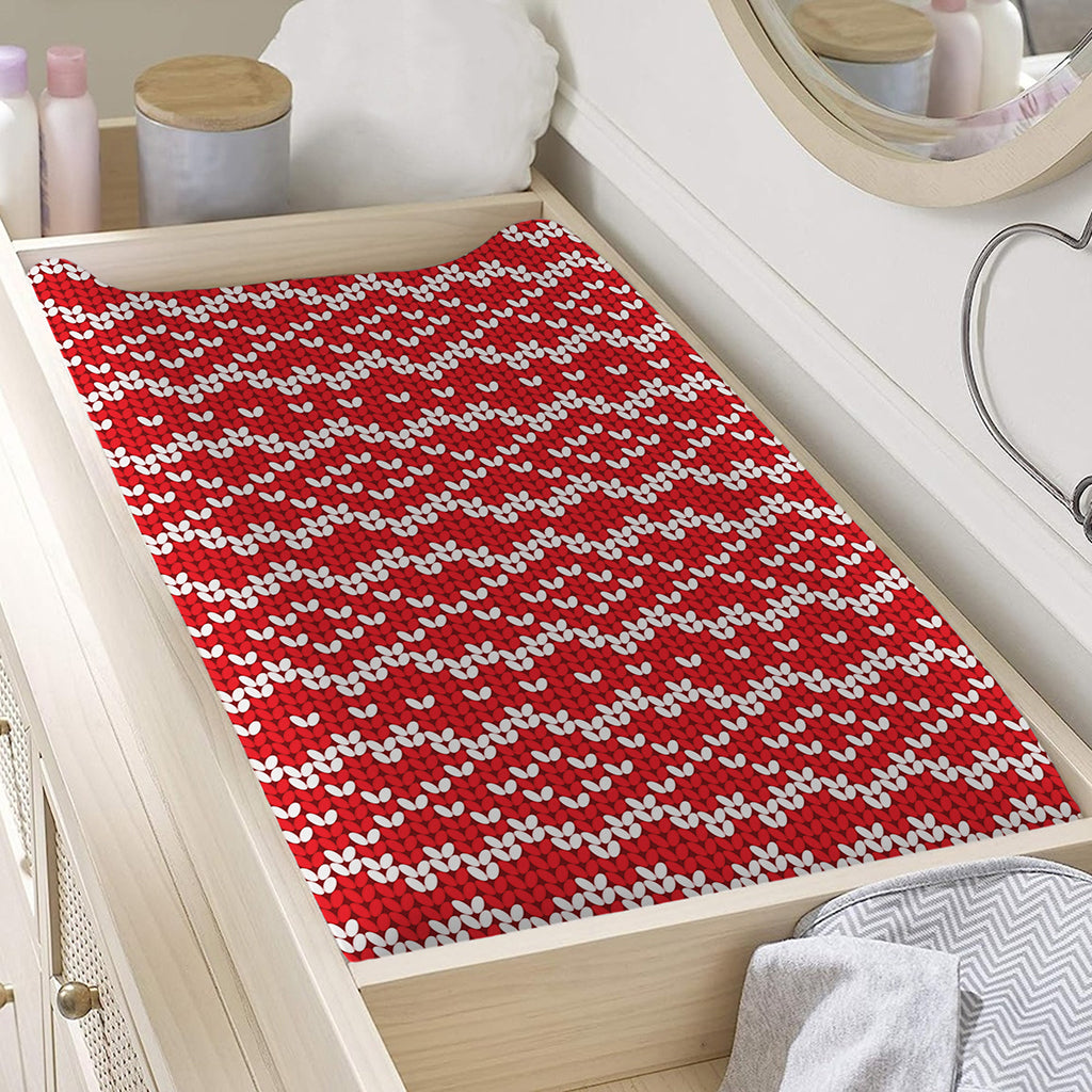 Geometric Knitted Pattern Print Changing Pad Cover