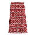 Geometric Knitted Pattern Print Cotton Front Slit Maxi Skirt
