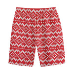 Geometric Knitted Pattern Print Cotton Shorts