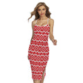 Geometric Knitted Pattern Print Cross Back Cami Dress