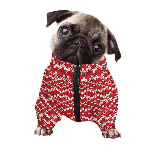 Geometric Knitted Pattern Print Dog Zip Up Jacket