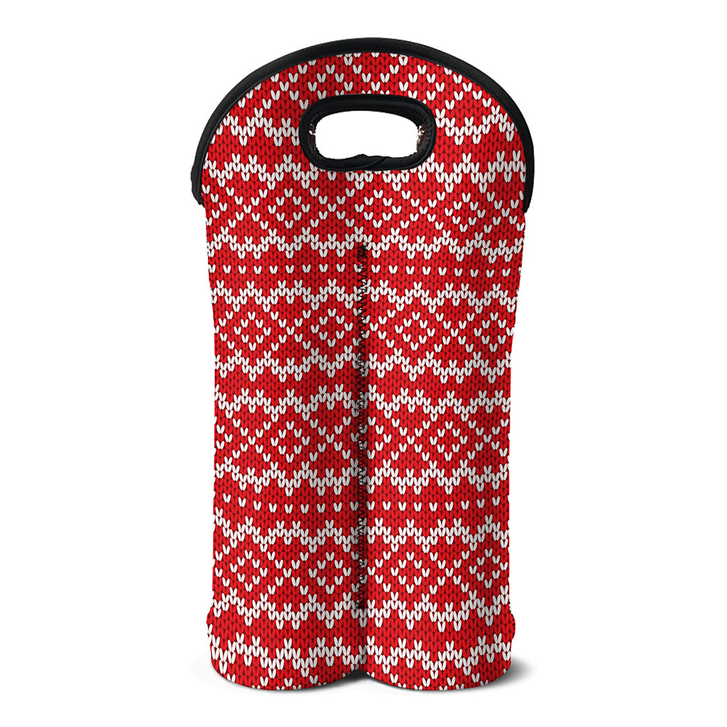 Geometric Knitted Pattern Print Double Neoprene Wine Tote