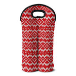 Geometric Knitted Pattern Print Double Neoprene Wine Tote