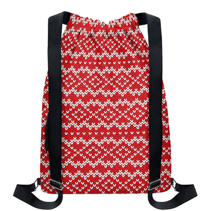 Geometric Knitted Pattern Print Drawstring Backpack