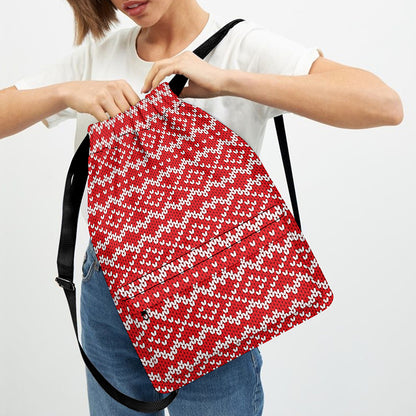 Geometric Knitted Pattern Print Drawstring Backpack
