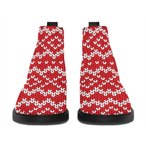 Geometric Knitted Pattern Print Flat Ankle Boots