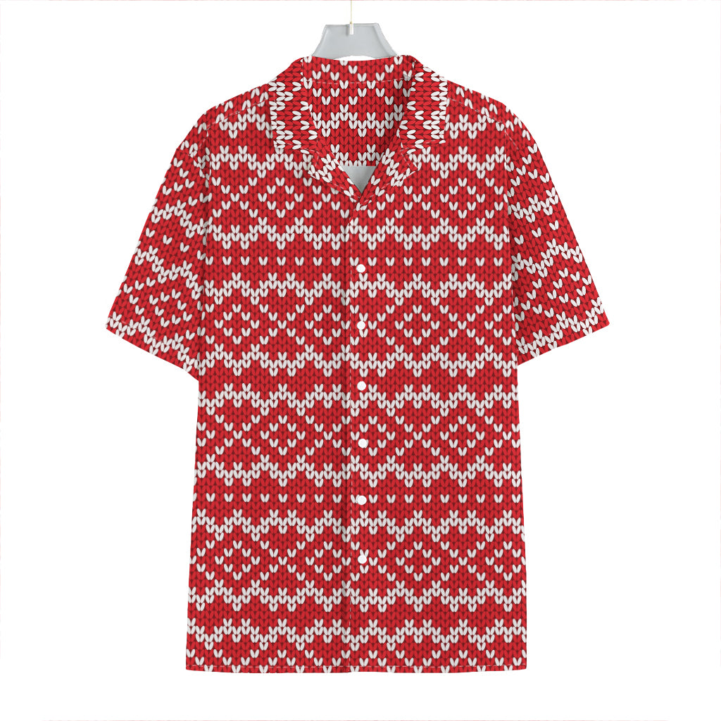 Geometric Knitted Pattern Print Hawaiian Shirt