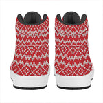 Geometric Knitted Pattern Print High Top Leather Sneakers
