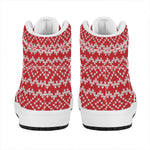 Geometric Knitted Pattern Print High Top Leather Sneakers