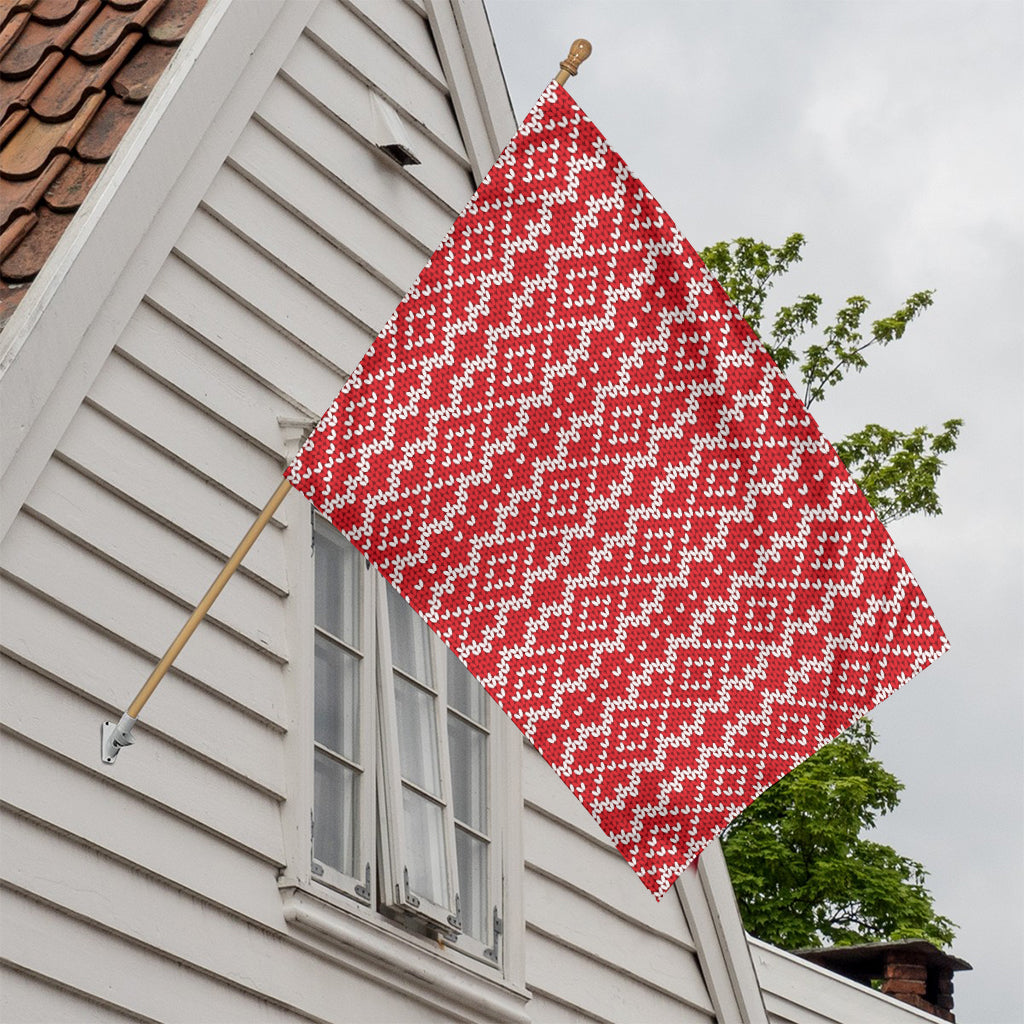 Geometric Knitted Pattern Print House Flag