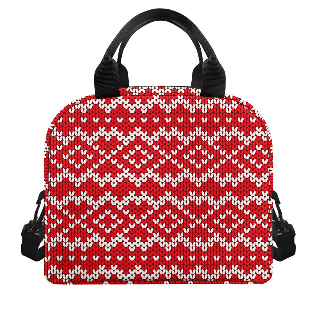 Geometric Knitted Pattern Print Insulated Lunch Bag